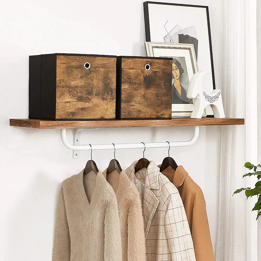 SONGMICS Πτυσσόμενα Κουτιά Αποθήκευσης - Σετ 6 Κομψών Κύβων Αποθήκευσης σε Ρουστίκ Καφέ και Μαύρο, 30 x 30 x 30 cm, RFB102B01 