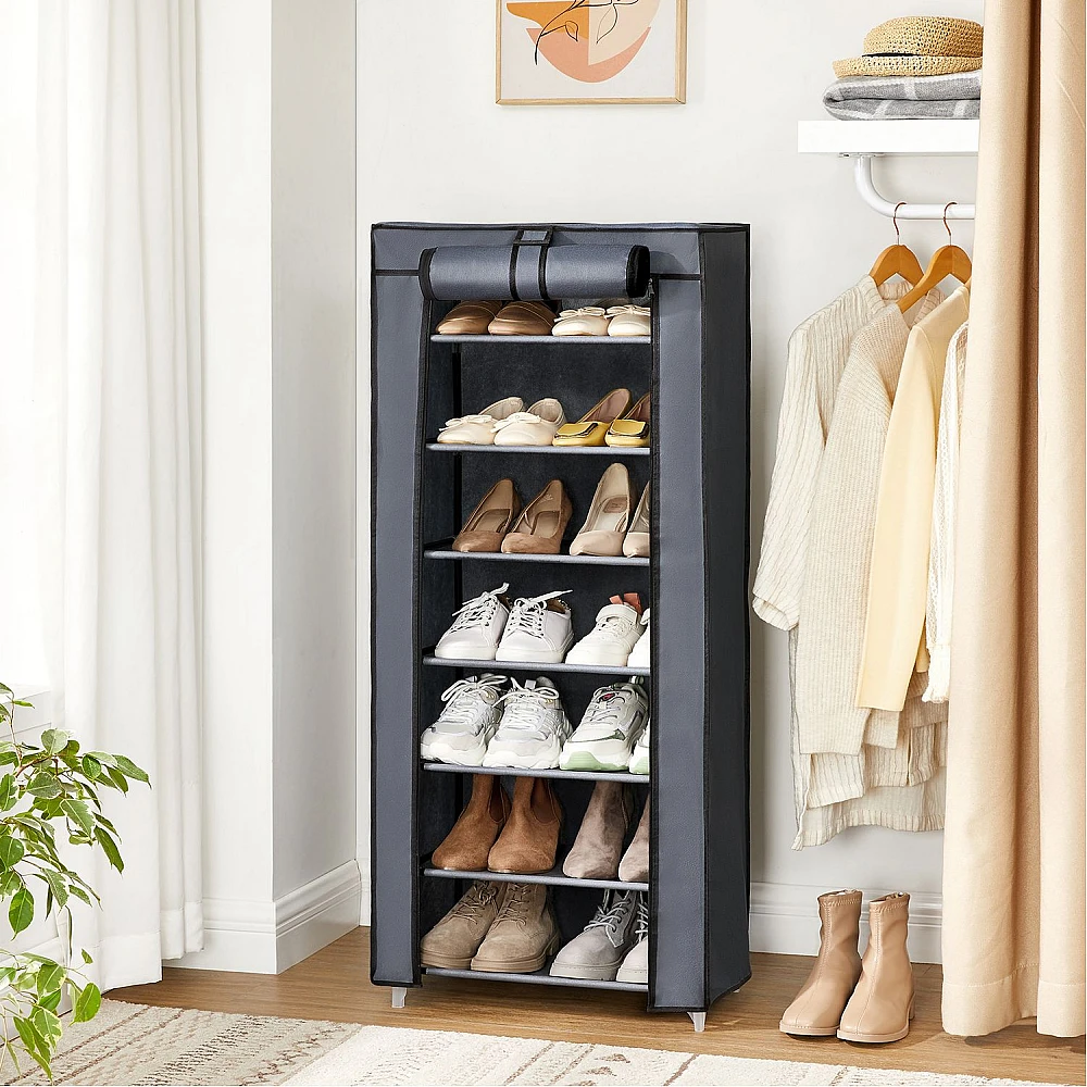 SONGMICS Υφασμάτινη Παπουτσοθήκη 7 Επιπέδων 46 x 28 x 126 cm Γκρι, URXJ36G 
