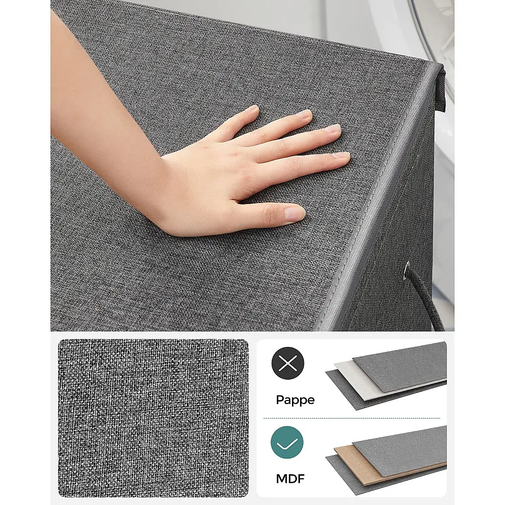 SONGMICS Καλάθι Απλύτων 142L Διπλού Διαμερίσματος 63 x 33 x 53 cm Σκούρο Γκρι, LCB002G02 