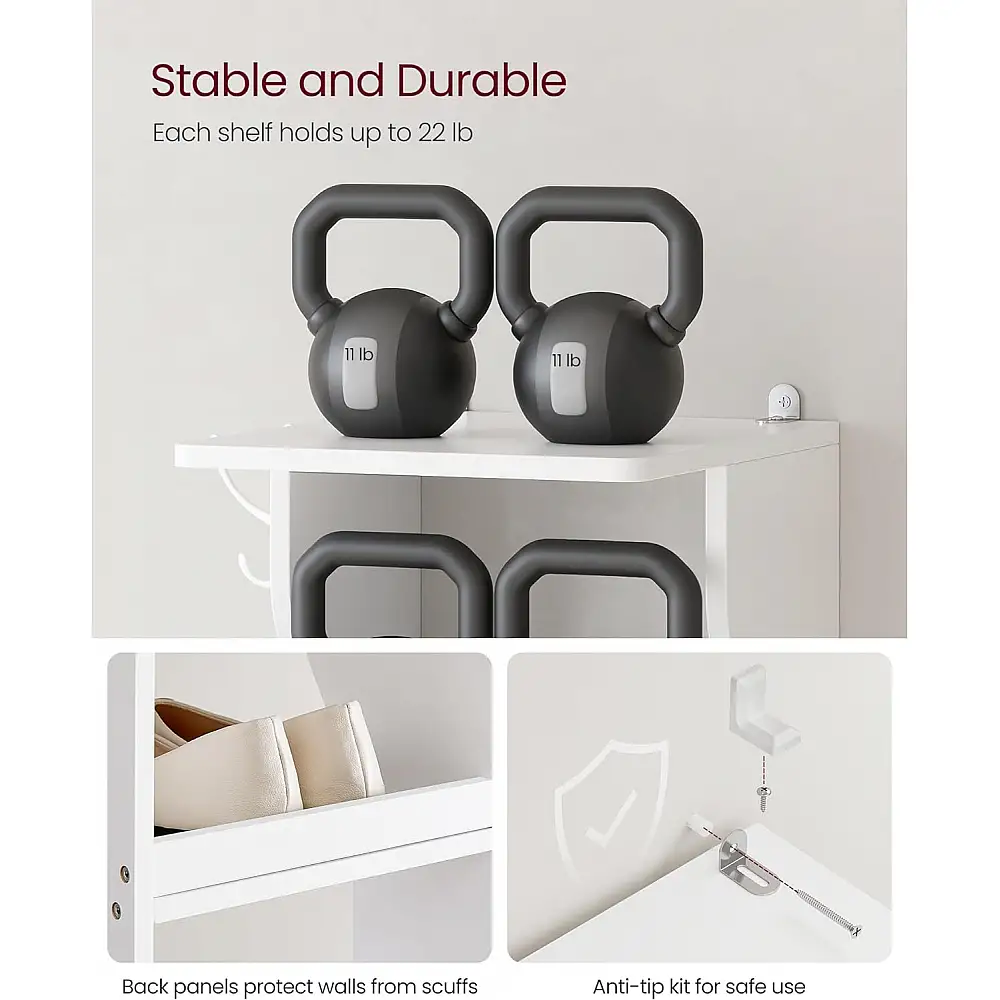 VASAGLE Zapatero Vertical 7 Niveles, Blanco 