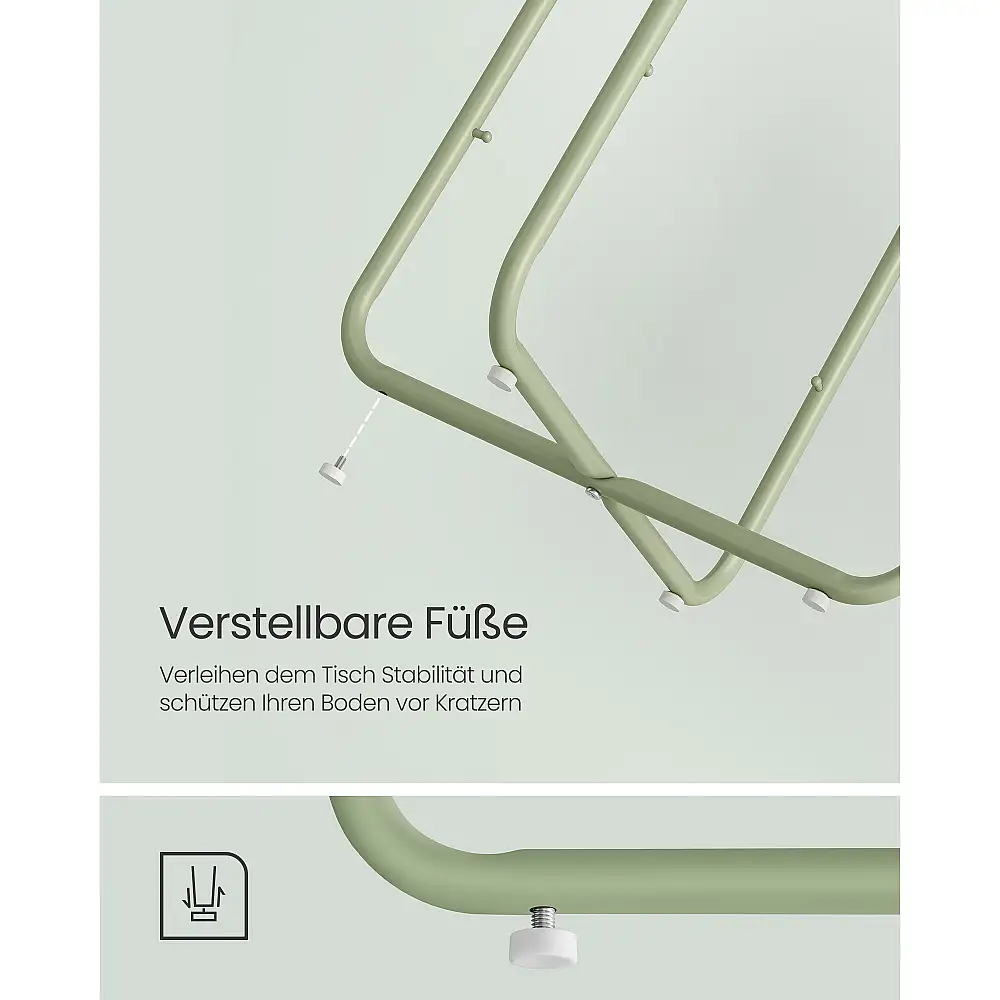 VASAGLE Μικρό Στρογγυλό Τραπέζι με Ύφασμα Καλάθι, Πράσινο/Λευκό LET223C69 