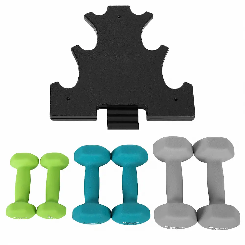 SONGMICS Σετ 6 τμχ Εξάγωνων Αλτήρων 1kg, 2kg, 3kg με Βάση σε Λαχανί, Τιρκουάζ και Ανοιχτό Γκρι -SYL612GN 
