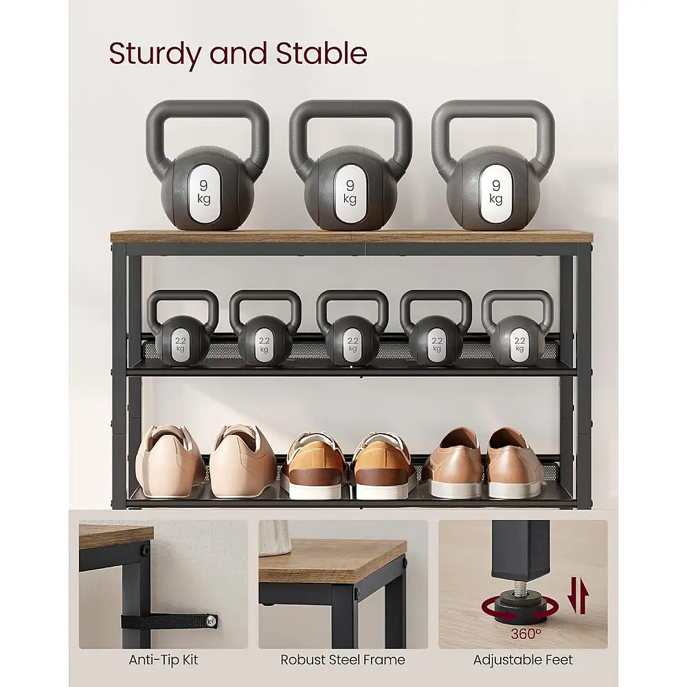 Ραφιέρα Παπουτσιών VASAGLE, 5 Επίπεδα, Ρυθμιζόμενα Ράφια, Καφέ/Μαύρο&nbsp