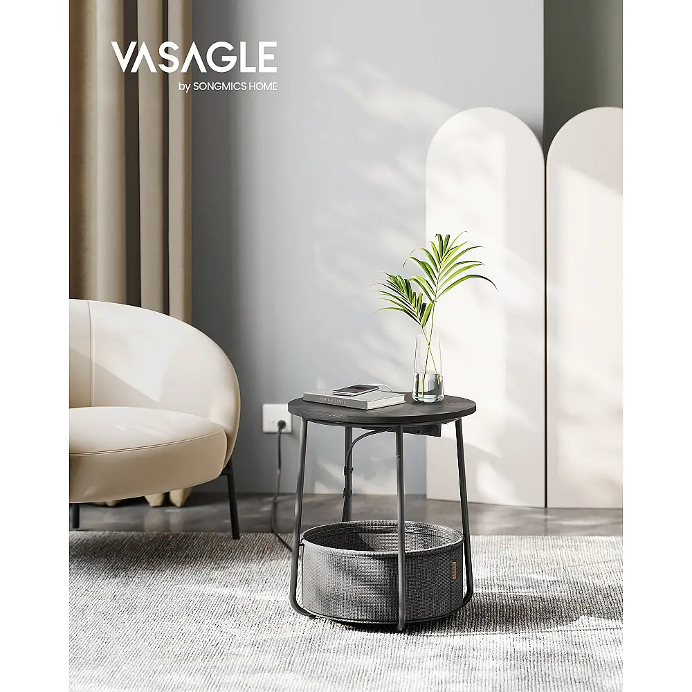Τραπέζι VASAGLE με Φόρτιση, Μαύρο-Γκρι LET228B02 
