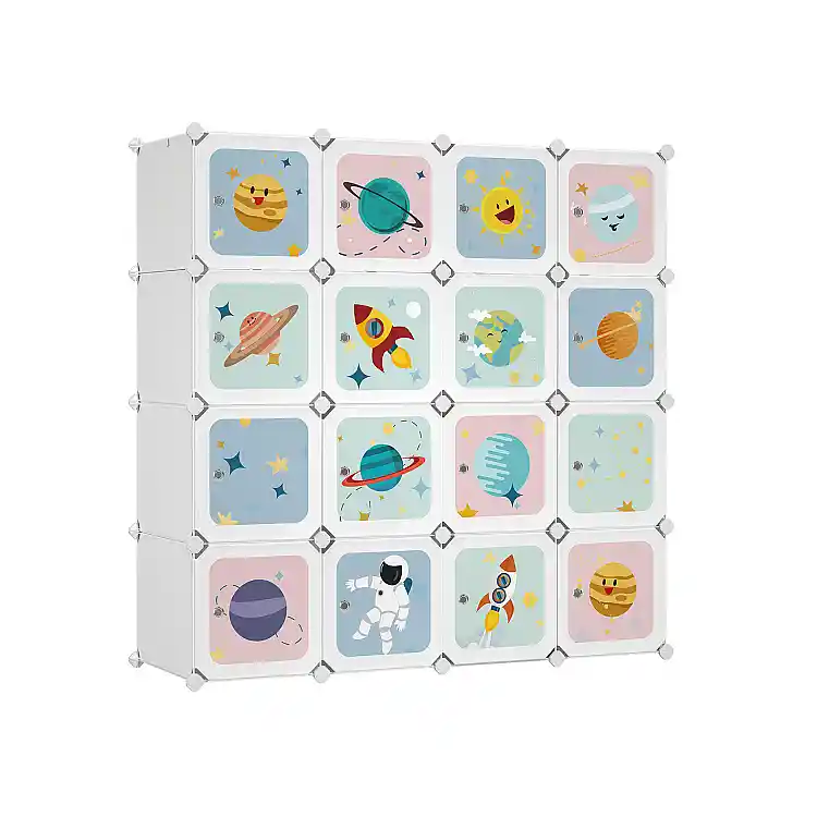 SONGMICS Φορητή Ντουλάπα για Παιδιά, Λευκή, 123 x 41 x 123 cm,LPC905W01