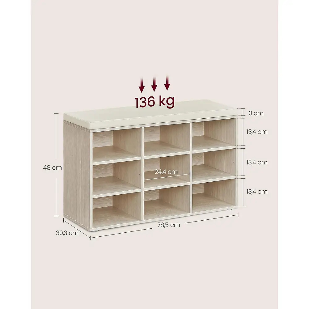 Πάγκος Παπουτσιών VASAGLE με Κάθισμα και 9 Θέσεις Αποθήκευσης&nbsp