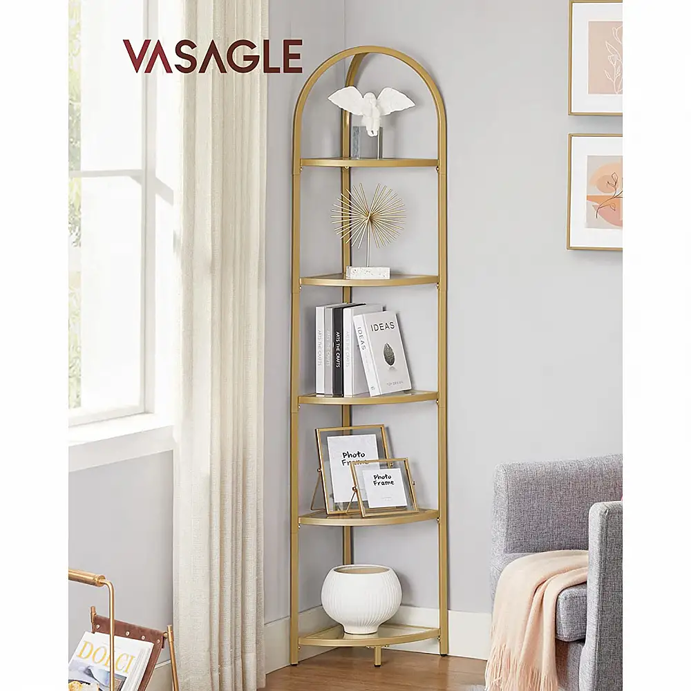 VASAGLE 5 Επιπέδων Γωνιακή Ραφιέρα, Χρυσή  28 x 28 x 158 cm VASAGLE LGT810A01