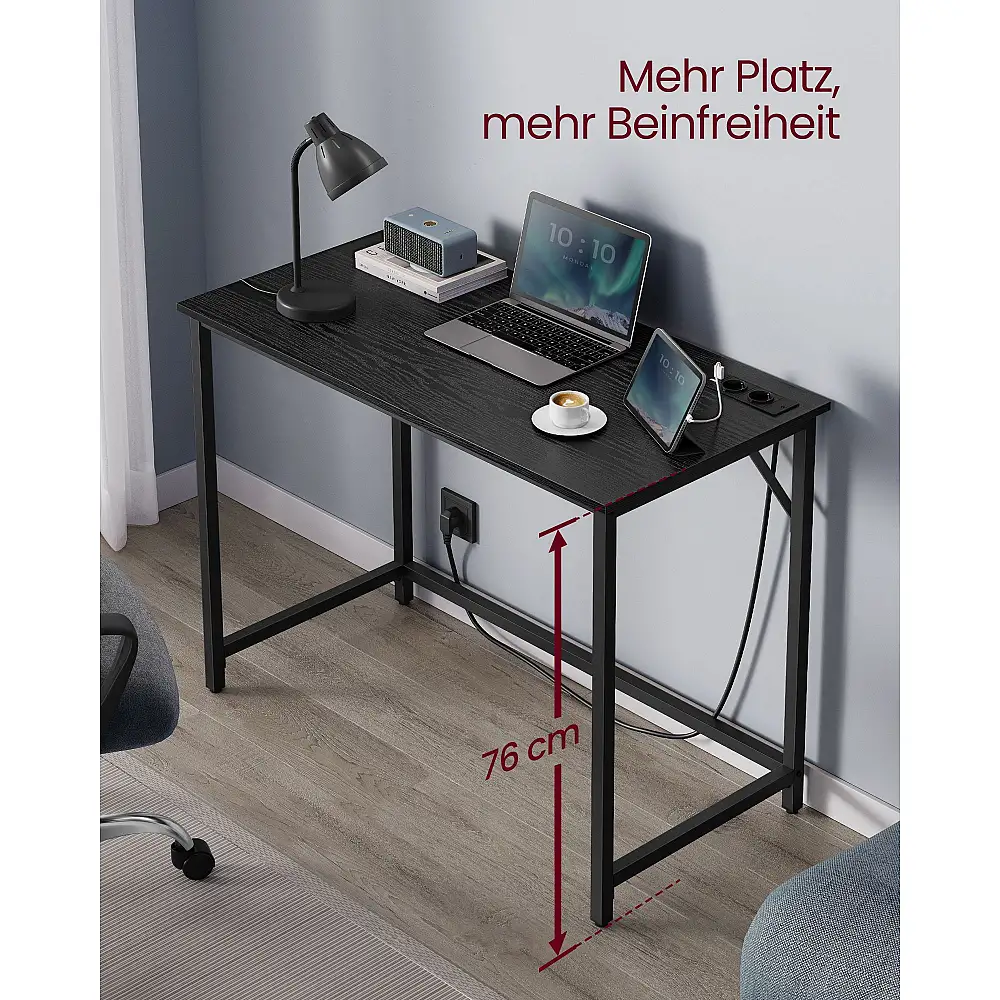 VASAGLE Γραφείο Gaming με LED Φώτα 50x100x76 για Σπίτι/Γραφείο, Μαύρο 