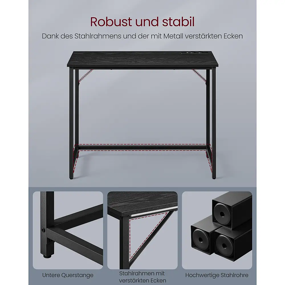 VASAGLE Γραφείο Gaming με LED Φώτα 50x100x76 για Σπίτι/Γραφείο, Μαύρο 