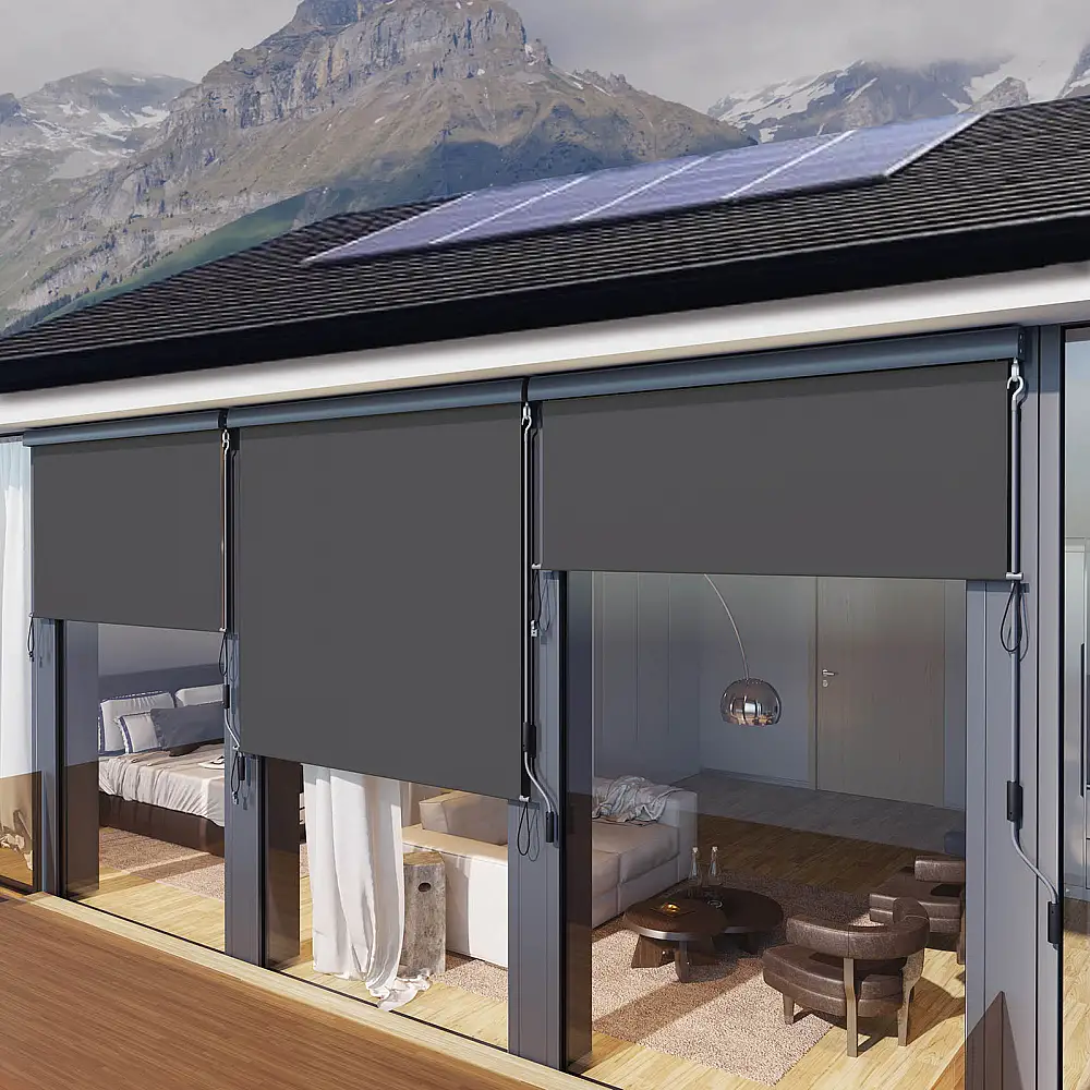 SONGMICS Κάθετο Ρολό Σκίασης-Τέντα 2.5 x 1.6 m. με αναδιπλούμενη κασέτα Γκρι, ,GSA165GY 