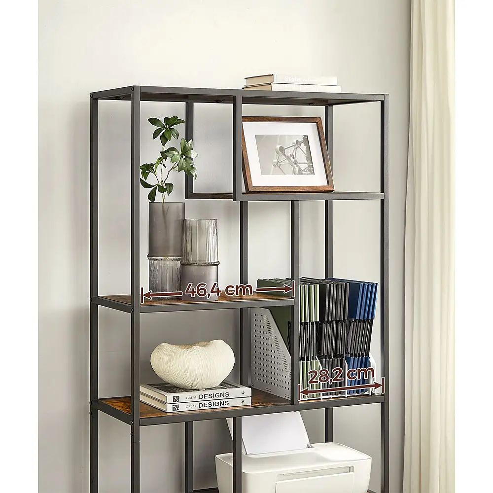 VASAGLE Ραφιέρα Βιβλίων 6 Επιπέδων - Ρουστίκ Καφέ & Μαύρη - 30 x 80 x 180 cm -LLS119B01&nbsp