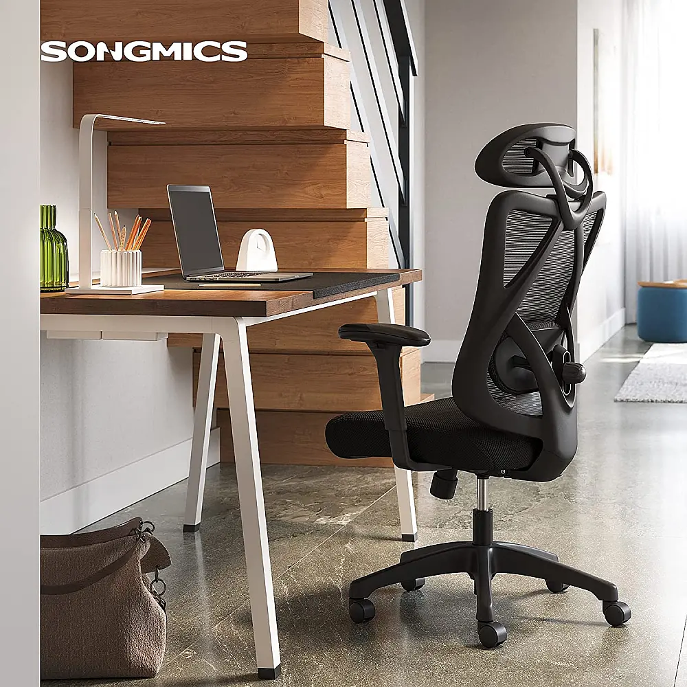SONGMICS Εργονομική Καρέκλα Γραφείου, Μαύρο, Μέγιστο Βάρος 150 κιλά, OBN063B01 