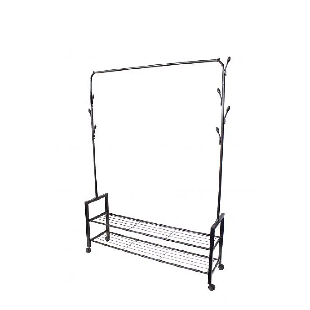 Επιδαπέδια Κρεμάστρα με 2 Ράφια και Τροχούς για Ρούχα MODERNHOME GH-203