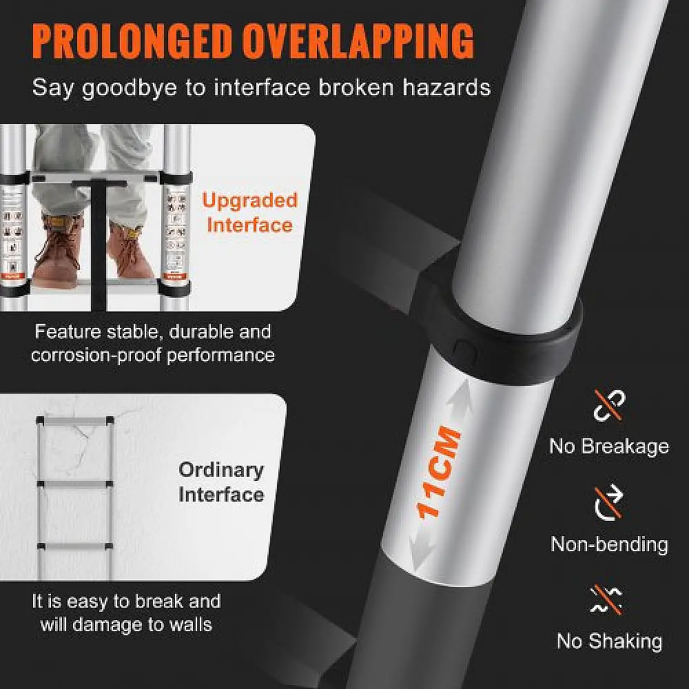 Σκάλα Τηλεσκοπική VEVOR 3.2m, Αλουμινίου, 170kg, Συμπτυσσόμενη, Πολυλειτουργική, ANSI  SSLTN105170KGVQGIV0