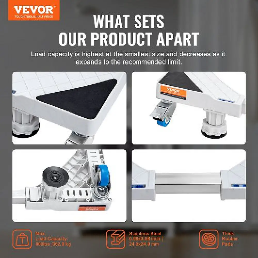 Ρυθμιζόμενη Βάση Ψυγείου & Πλυντηρίου VEVOR με Ρόδες  XYJDZKSSZJDJXTC5VV0