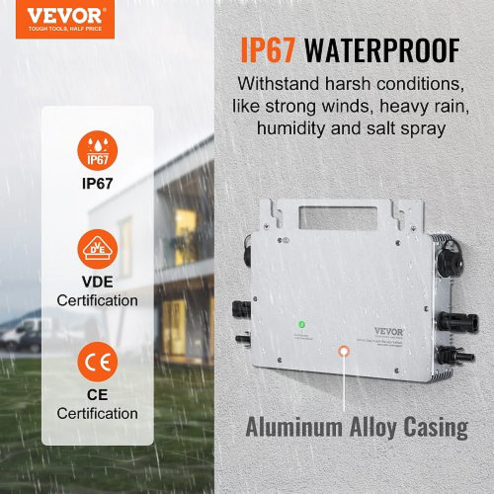 VEVOR Ηλιακός Μικρομετατροπέας 600W IP67 με Απομακρυσμένη Παρακολούθηση  IP67WXBWNBQIXFKWLV2