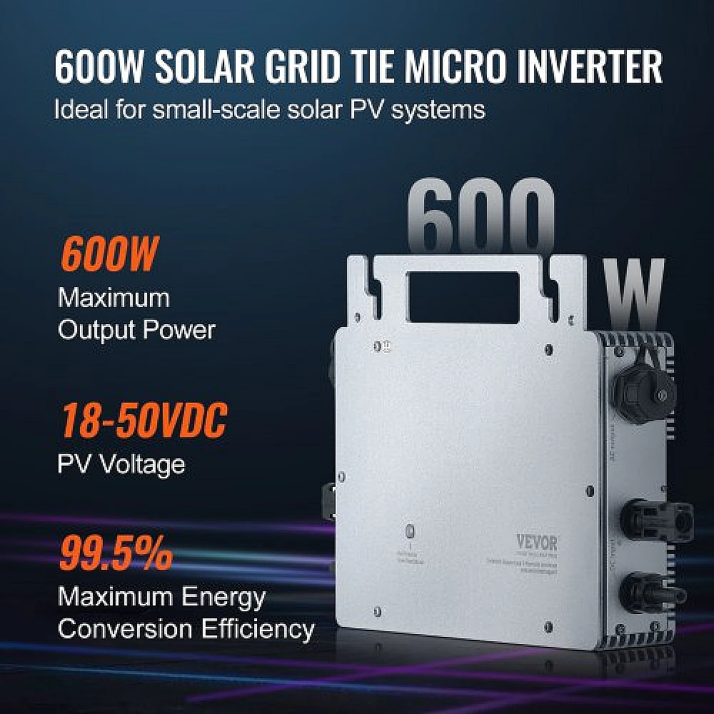 VEVOR Ηλιακός Μικρομετατροπέας 600W IP67 με Απομακρυσμένη Παρακολούθηση IP67WXBWNBQIXFKWLV2 VEVOR Ηλιακός Μικρομετατροπέας 600W IP67 με Απομακρυσμένη Παρακολούθηση IP67WXBWNBQIXFKWLV2