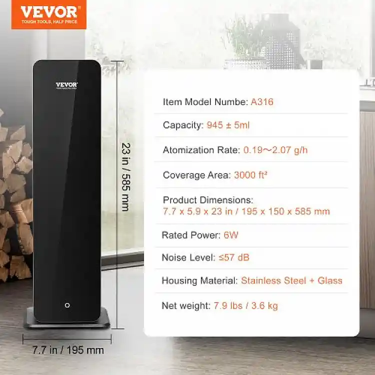 VEVOR Μηχανή Αρωμάτων 950ml Bluetooth Ψυχρού Αέρα 3000τ.φ. Χωρίς Νερό  TSXXJTS600ML0C9XZV2