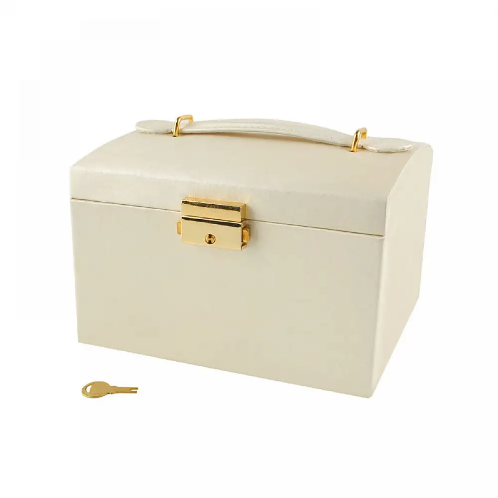 Κοσμηματοθήκη - Μπιζουτιέρα 17.5 x 13.8 x 13.5 cm Χρώματος Μπεζ SPM 6347