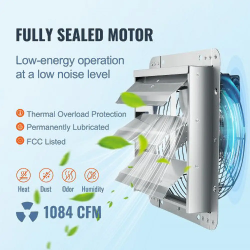 VEVOR Ανεμιστήρας Εξαερισμού Τοίχου 305 mm 1084 CFM AC  BYCSPQSDJAC12DLJSV2