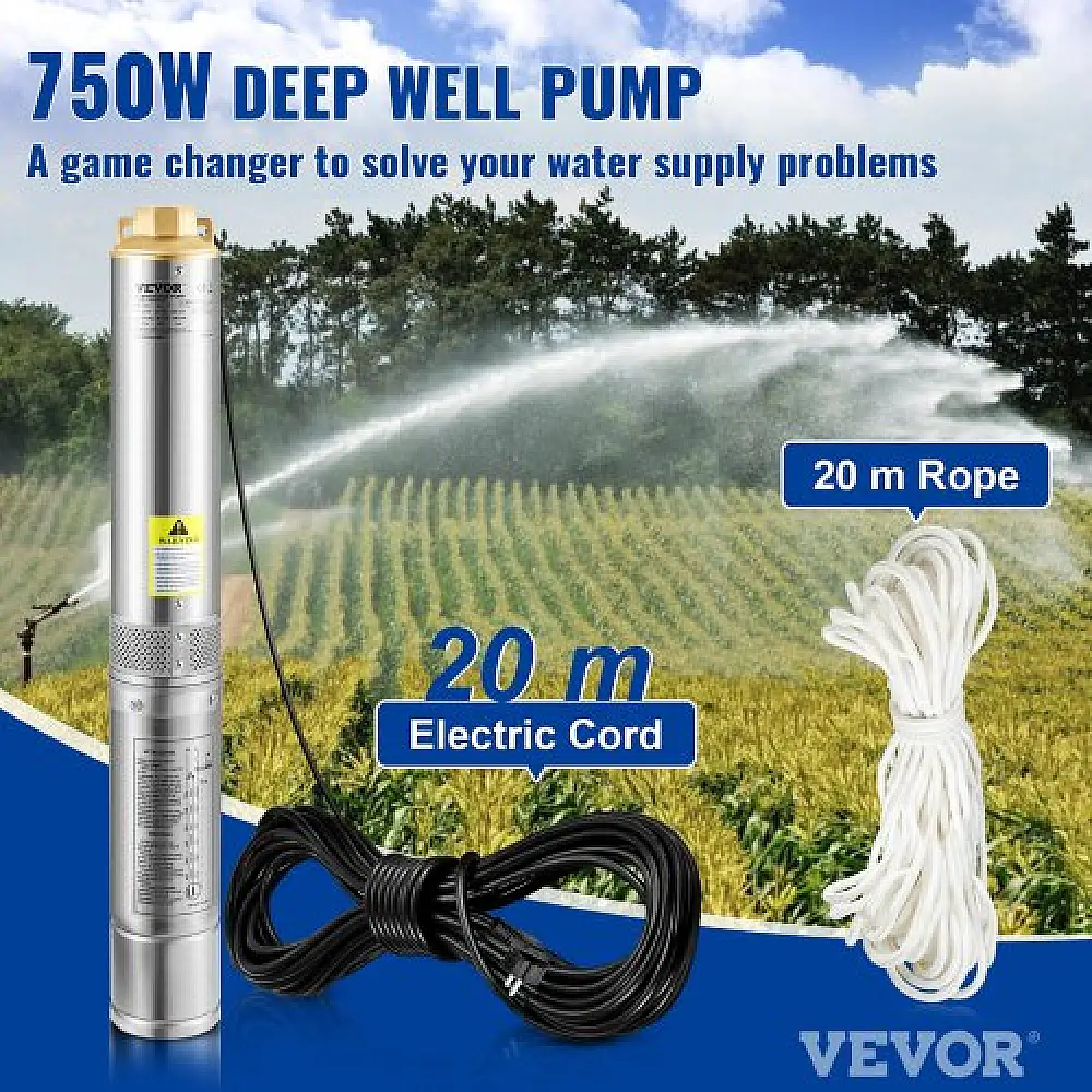 Υποβρύχια Αντλία VEVOR 750W, 230V, 105L/min, 62m, Ανοξείδωτη, IP68  SJQSBNZOC750WOAH0V2