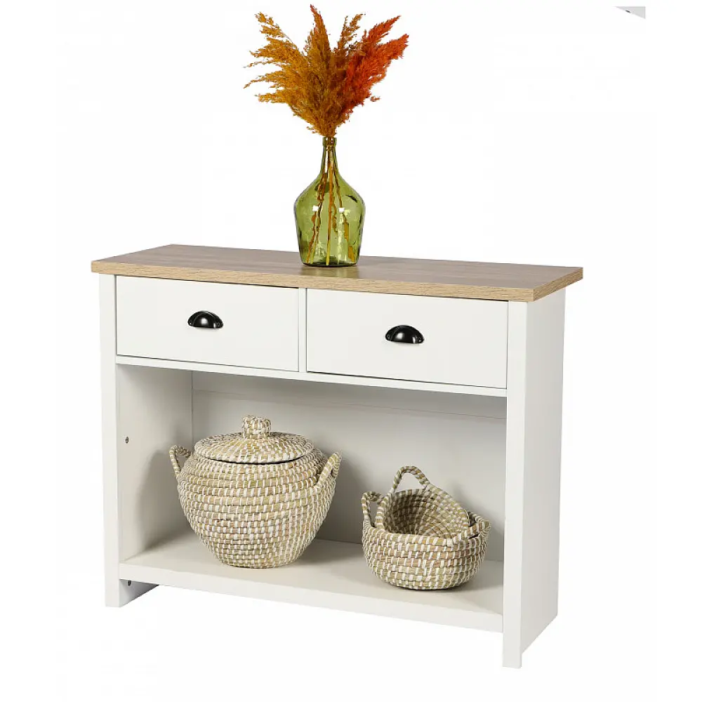 Ξύλινη Κονσόλα με 2 Συρτάρια 97x35x76 cm Λευκό/Ξύλο Urban Living 151137