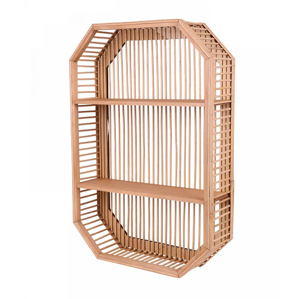 Επιτοίχια Ξύλινη Ραφιέρα με 2 Ράφια 44x12x62 cm Natural Living 225213