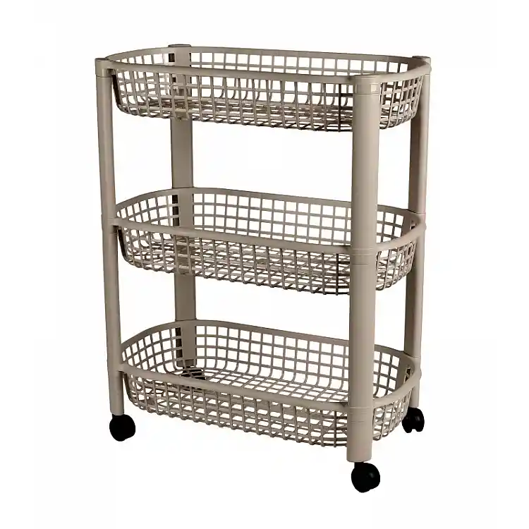Καρότσι Κουζίνας 3 Επιπέδων 59 x 46,5 x 26 cm Γκρι Ανοιχτό Urban Living 51064