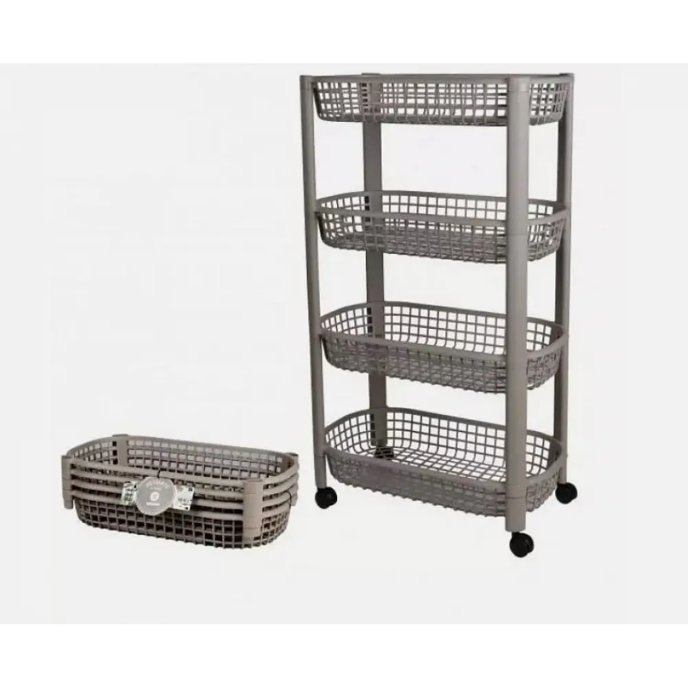 Καρότσι Κουζίνας 4 Επιπέδων 46.5 x 26 x 78.8 cm Γκρι Ανοιχτό Urban Living 51067