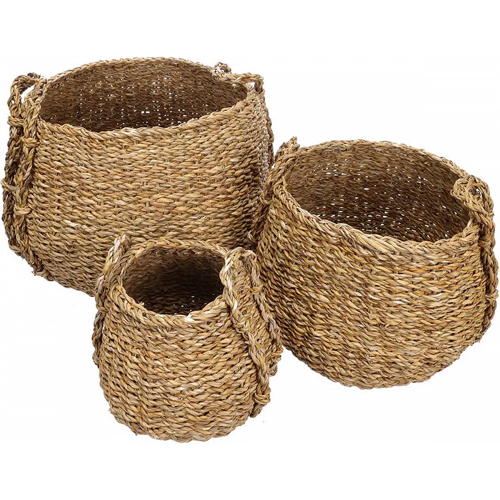 Σετ Ψάθινα Καλάθια 3 τμχ. 43x29cm / 30x23cm / 21x19 cm Natural Living 54625