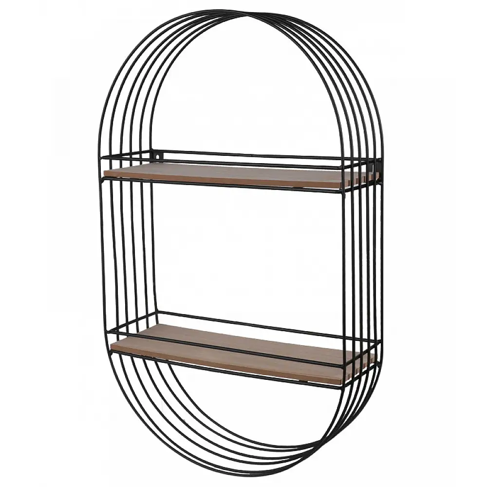 Επιτοίχια Μεταλλική Ραφιέρα με 2 Ξύλινα Ράφια 30,5x10,5x50,5 cm Modern Spirit 54818