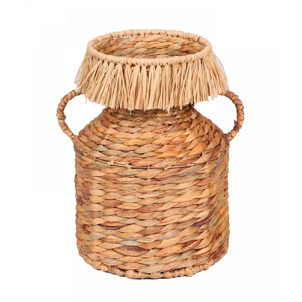 Ψάθινο Διακοσμητικό Καλάθι με Κρόσσια 22x22x30cm Natural Living 55396