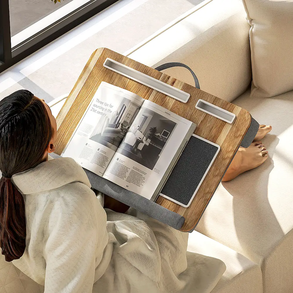 HOMCOM  Υποστήριξη για Laptop 15.6" με Επιφάνεια για Ποντίκι και Στήριγμα Καρπών, Θέση για Tablet και Smartphone, Δρυς  923-056V00AK