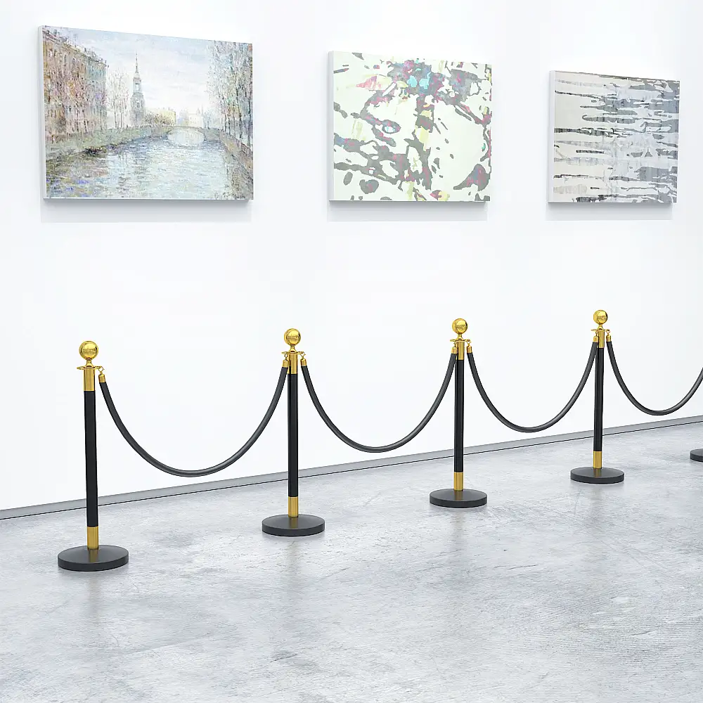 HOMCOM  Κολωνάκια Οριοθέτησης από Ανοξείδωτο Ατσάλι με Μαύρο Βελούδινο Σχοινί 1,5 μ και Γεμιζόμενη Βάση, Ø32x96 εκ.  E11-003V00BK