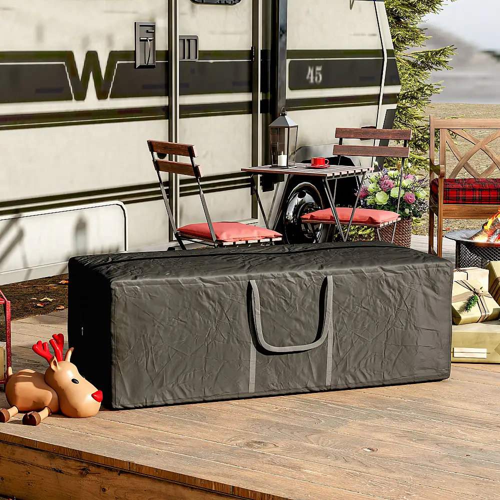 Outsunny  Σάκος για Χριστουγεννιάτικο Δέντρο 840L Αδιάβροχος και UV30+, Ύφασμα Oxford 600D με Διπλό Φερμουάρ και Λαβές, Μαύρο  84G-478V01BK