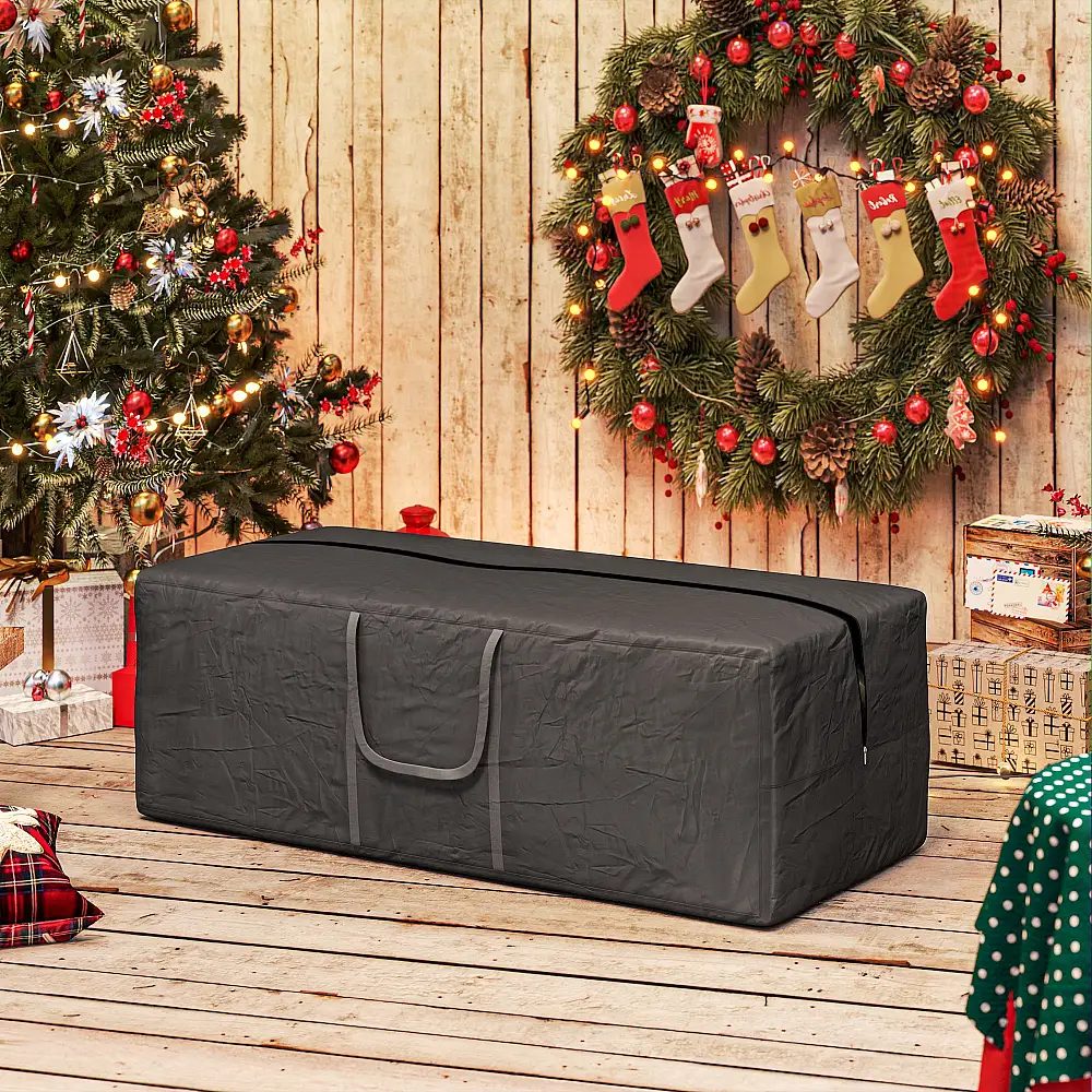 Outsunny  Σάκος για Χριστουγεννιάτικο Δέντρο 840L Αδιάβροχος και UV30+, Ύφασμα Oxford 600D με Διπλό Φερμουάρ και Λαβές, Μαύρο  84G-478V01BK