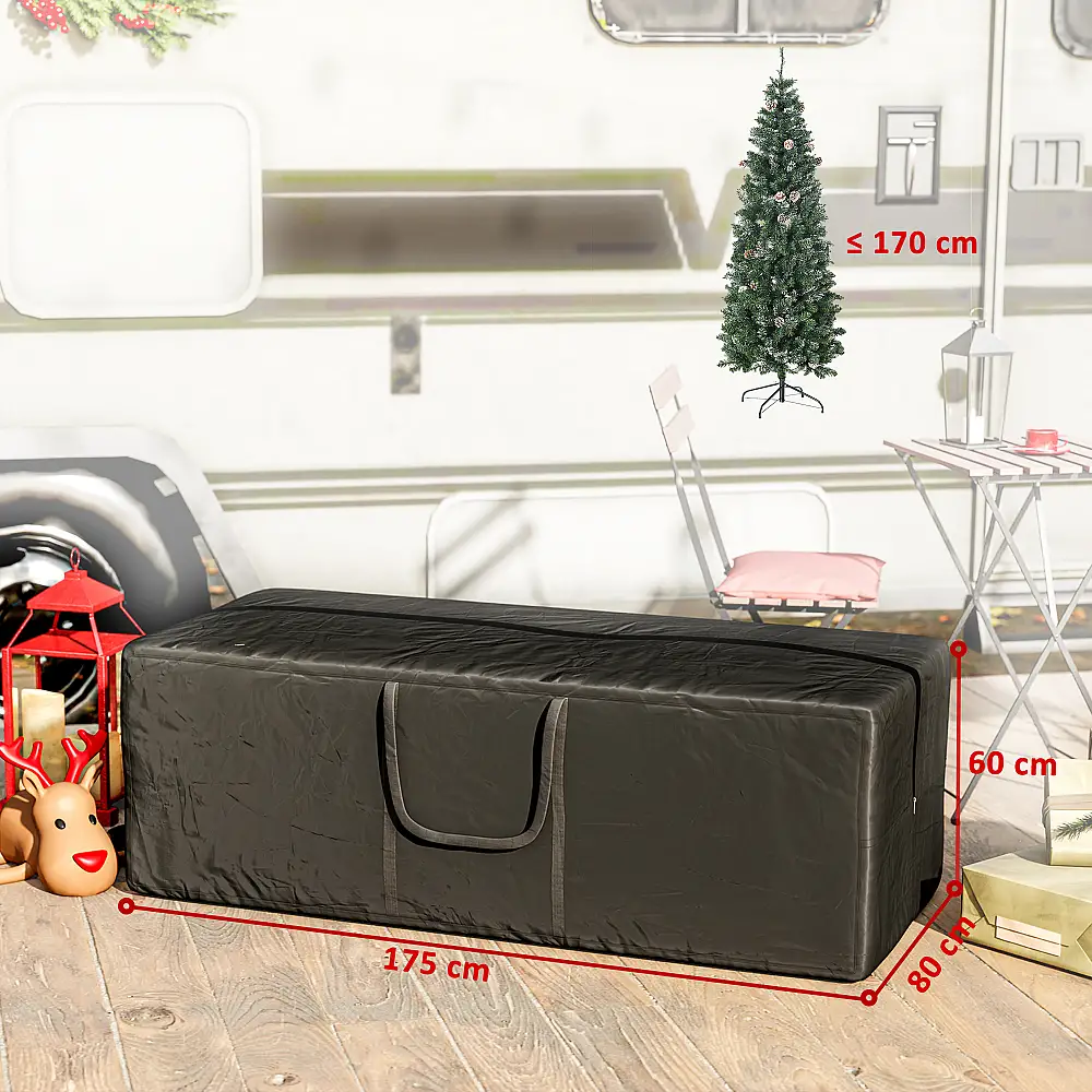 Outsunny  Σάκος για Χριστουγεννιάτικο Δέντρο 840L Αδιάβροχος και UV30+, Ύφασμα Oxford 600D με Διπλό Φερμουάρ και Λαβές, Μαύρο  84G-478V01BK