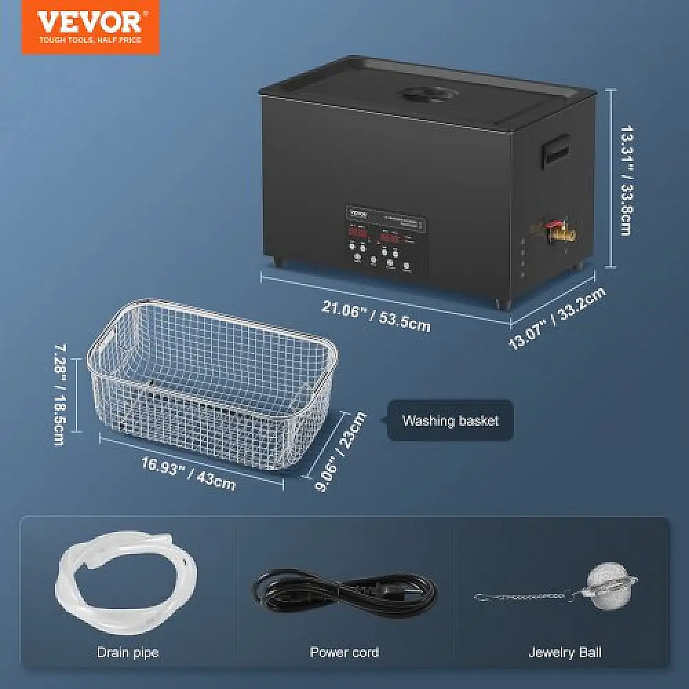 VEVOR  Καθαριστής Υπερήχων 30L με Χρονοδιακόπτη, Θερμαντήρα & Καλάθι 600W SGLTQCSBQXJ3EURWGV2