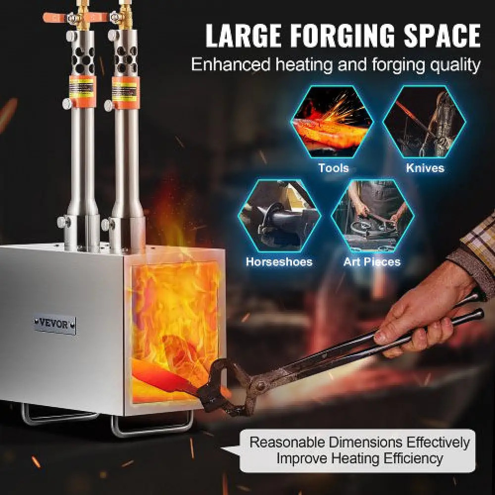 VEVOR  Φορητός Προπανιοκίνητος Φούρνος 2 Καυστήρων για Σιδηρουργούς 2600¨H Μαχαίρι Μεταλλικός Τετράγωνος FXDZL2GSYYDLFVVSEV0