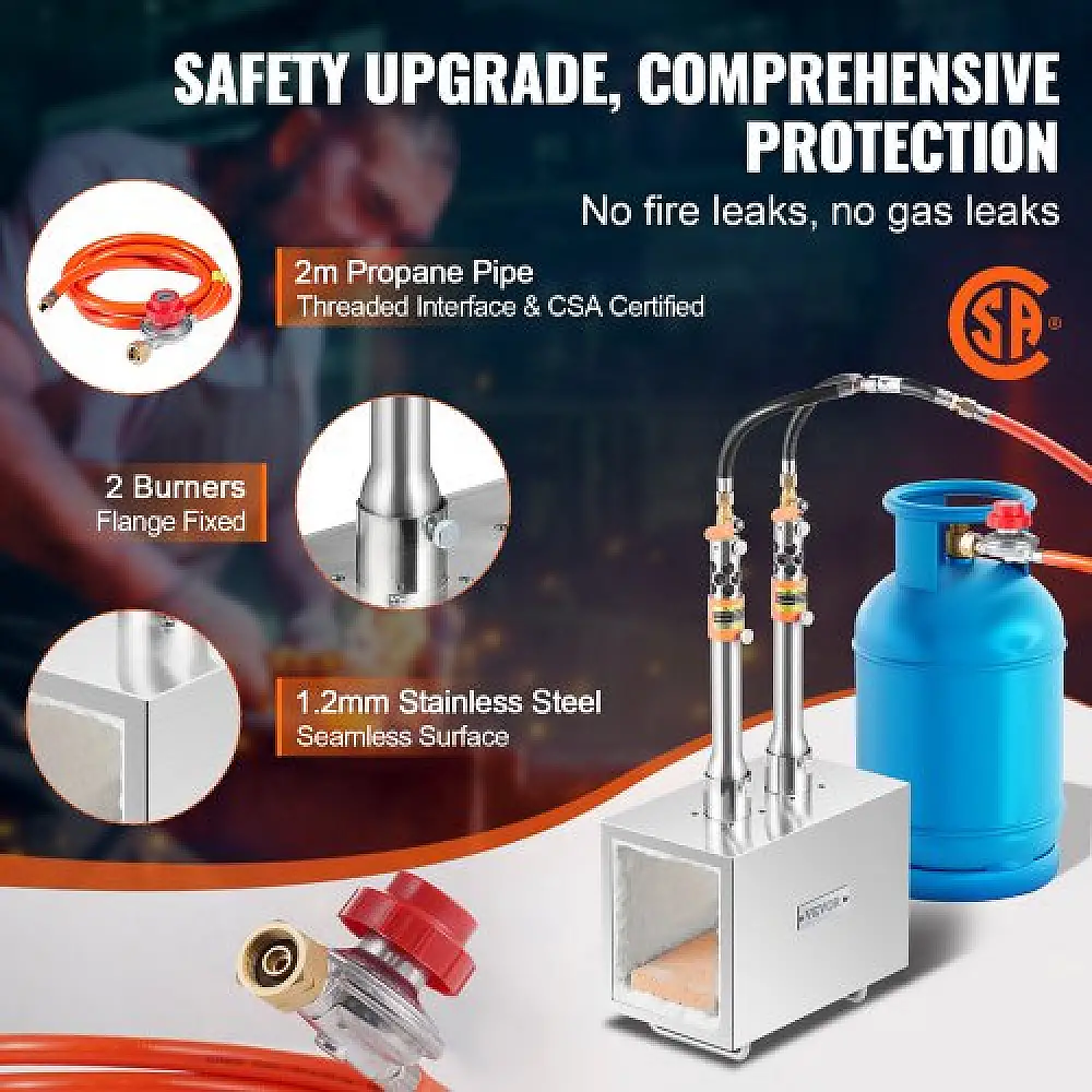 VEVOR  Φορητός Προπανιοκίνητος Φούρνος 2 Καυστήρων για Σιδηρουργούς 2600¨H Μαχαίρι Μεταλλικός Τετράγωνος FXDZL2GSYYDLFVVSEV0