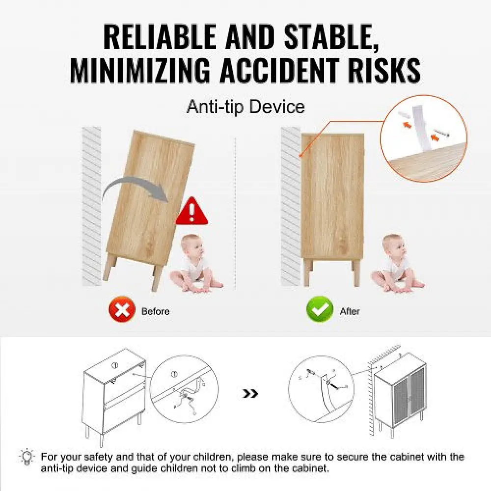 VEVOR  Ντουλάπι Ρατάν με 2 Μαγνητικές Πόρτες & Ρυθμιζόμενα Ράφια Φυσικό TBZSJLM315INVYPNWV0