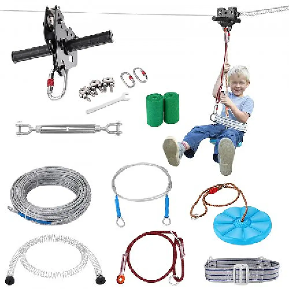 VEVOR  Σετ Zipline για Παιδιά και Ενήλικες, 120 ft, Μέχρι 500 lb, Γρήγορη Εγκατάσταση, Ασφάλεια και Διασκέδαση στην Αυλή BXGHSTJ120YCSIINXV0