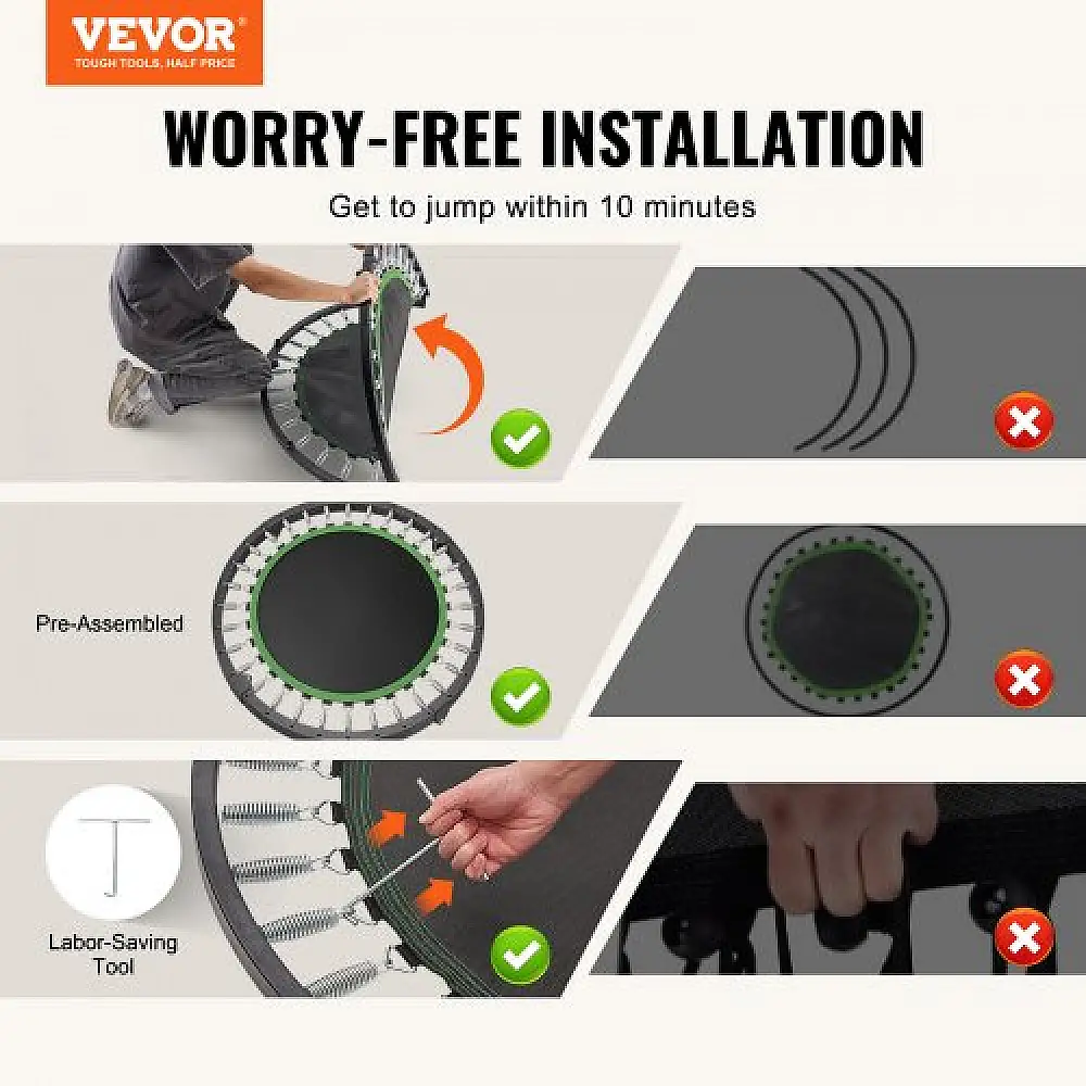 VEVOR  40" Πτυσσόμενο Μίνι Τραμπολίνο Γυμναστικής με Λαβή για Ενήλικες YXJSBCDBSKZD98EZMV0