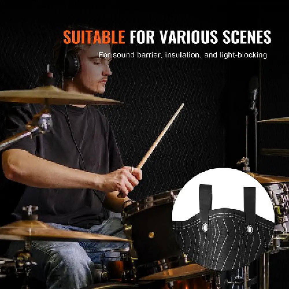 VEVOR  Κουβέρτα Ηχομόνωσης με Θηλιές, 96" x 80", Μαύρη DCBYT96X80INMZ6ETV0
