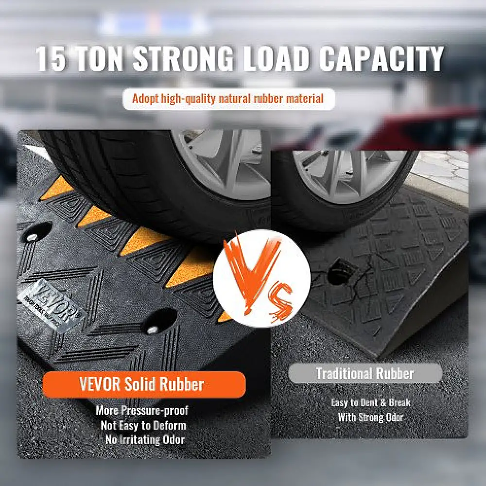 VEVOR  Λαστιχένια Ράμπα Πεζοδρομίου 4.25" Ύψος, 11.8" Πλάτος, 19.7" Μήκος, 15T Βαρέως Τύπου για Οχήματα SJDLYPDGB1197IMYQV0