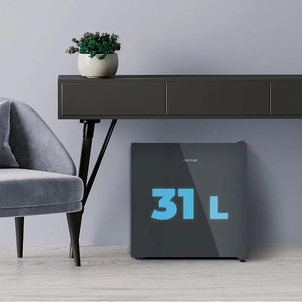 CECOTEC  Μίνι Ψυγείο Bolero CoolMarket TT 31L Διπλής Χρήσης με Γυάλινη Πόρτα, Γκρι, Θερμοκρασία 0ºC έως 5ºC & -24ºC έως -16ºC  CEC-01975