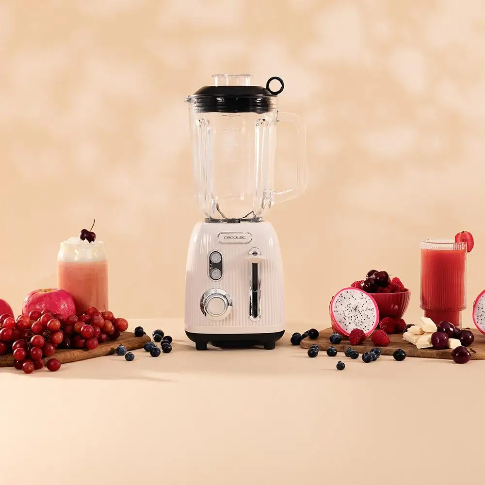 CECOTEC  Μπλέντερ Retro Power Black Titanium RetroBeige με Ισχύ 1200W, Μαχαίρι 4 Λεπίδων με Επίστρωση Μαύρου Τιτανίου και Κανάτα 1,5L  CEC-03885