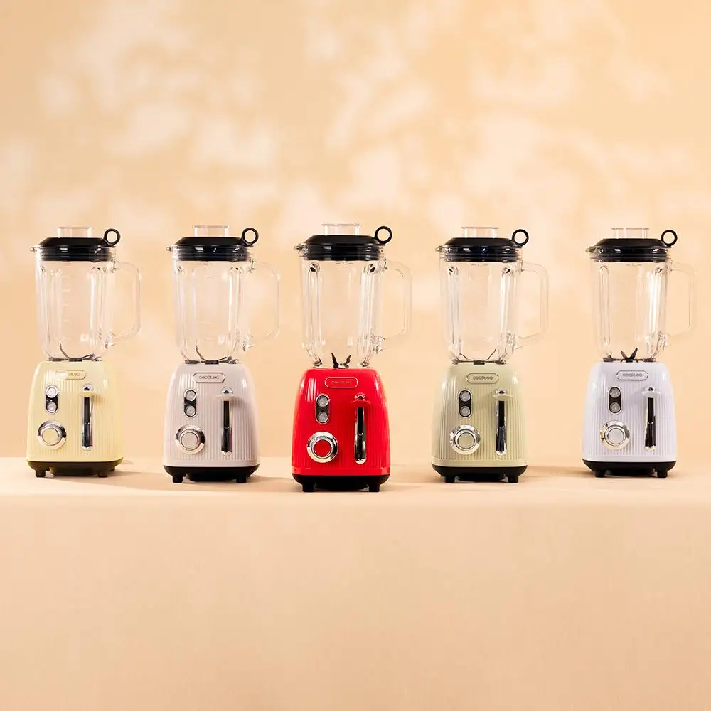 CECOTEC  Μπλέντερ Retro Power Black Titanium RetroBeige με Ισχύ 1200W, Μαχαίρι 4 Λεπίδων με Επίστρωση Μαύρου Τιτανίου και Κανάτα 1,5L  CEC-03885