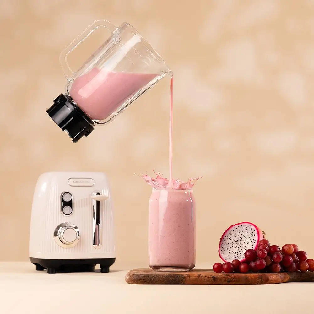 CECOTEC  Μπλέντερ Retro Power Black Titanium RetroBeige με Ισχύ 1200W, Μαχαίρι 4 Λεπίδων με Επίστρωση Μαύρου Τιτανίου και Κανάτα 1,5L  CEC-03885