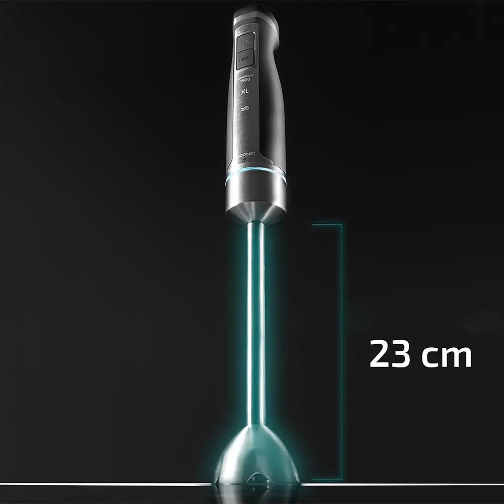 CECOTEC  Μπλέντερ Χειρός PowerGear 1500 XL, 1500W, Μεγάλο Πόδι, 4 Λεπίδες Τιτανίου, Μεταλλικά Γρανάζια & Αξεσουάρ  CEC-100070